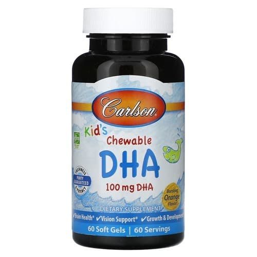 Carlson Kid's Chewable DHA 100 mg 60 Soft Gels