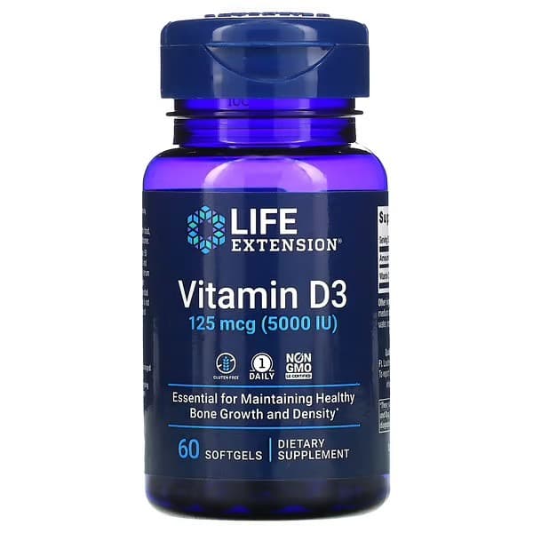 Life Extension Vitamin D3 125 mcg (5,000 IU) 60 Softgels