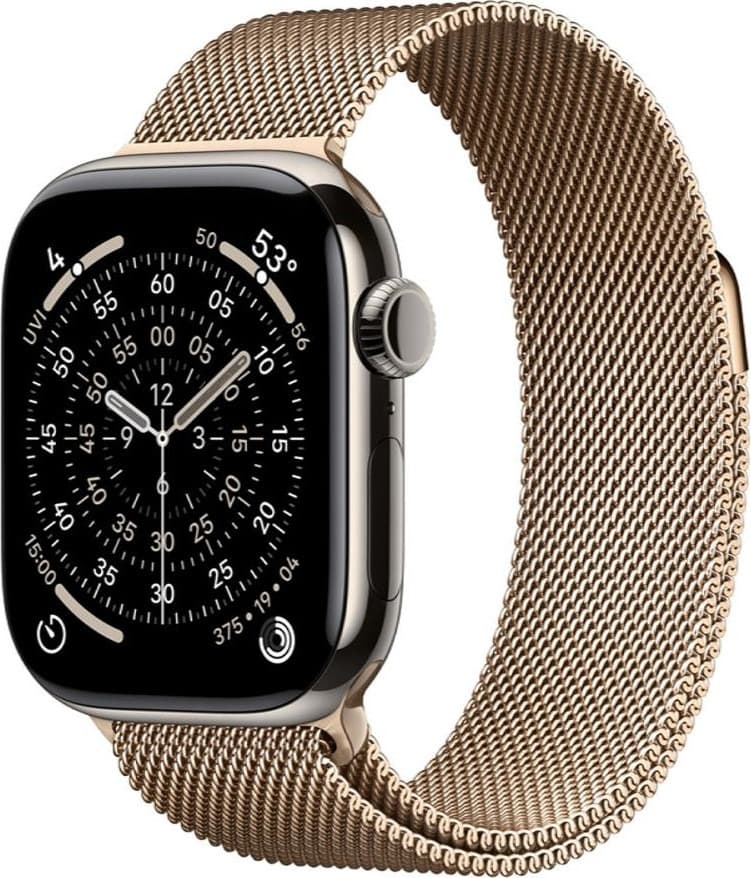 Смарт-годинник Apple Watch Series 11 GPS + Cellular 42mm Natural Tit. Case w. Gold Milanese Loop (MF9H4+MGJ04)
