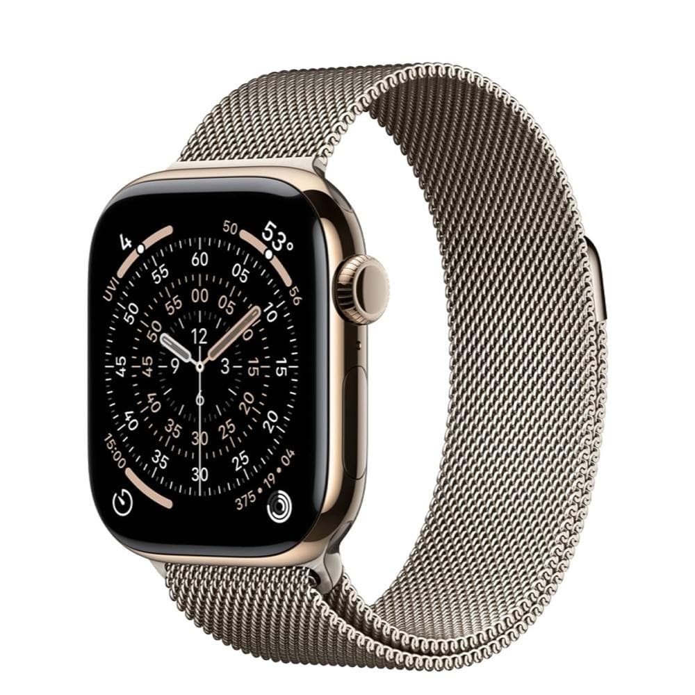 Смарт-годинник Apple Watch Series 11 GPS + Cellular 46mm Gold Tit. Case w. Natural Milanese Loop - S/M (MFC34+MGJ24)