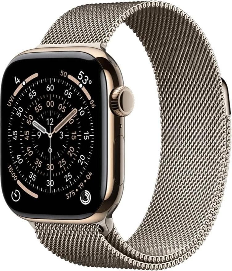 Смарт-годинник Apple Watch Series 11 GPS + Cellular 46mm Gold Tit. Case w. Natural Milanese Loop - M/L (MFC34+MGJ34)