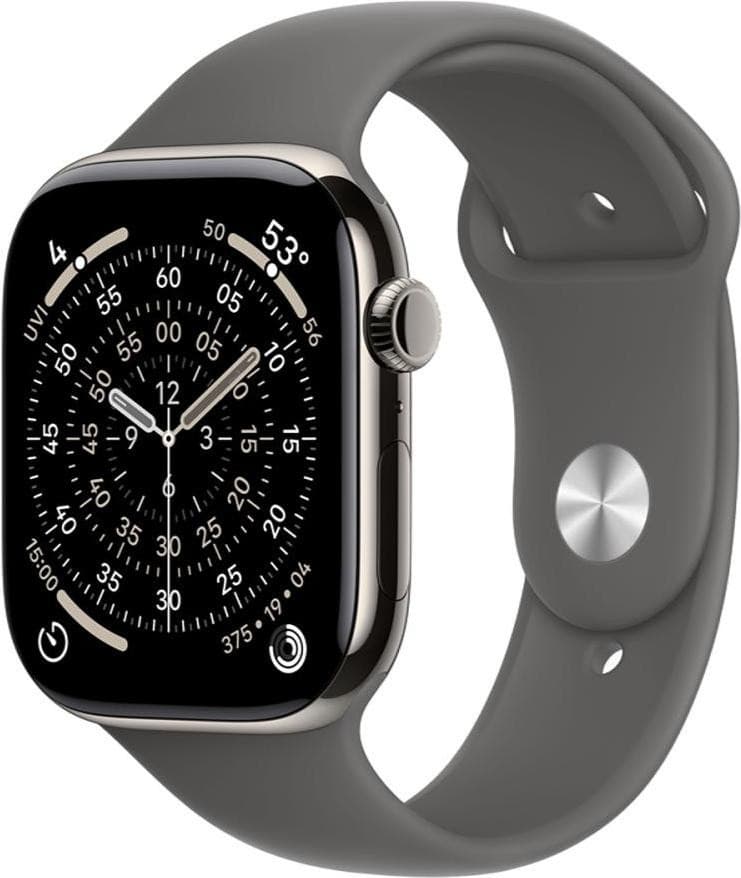Смарт-годинник Apple Watch Series 11 GPS + Cellular 46mm Natural Tit. Case w. Stone Gray Sport Band - S/M (MFCW4)