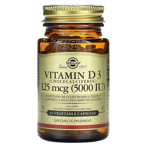 Solgar Vitamin D3 125 mcg (5000 IU) 60 рослинних капсул